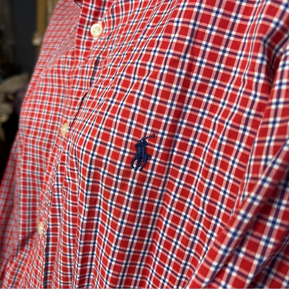 Ralph Lauren Blake Men's Size XL 100% Cotton Button Shirt Red/Blue Plaid
